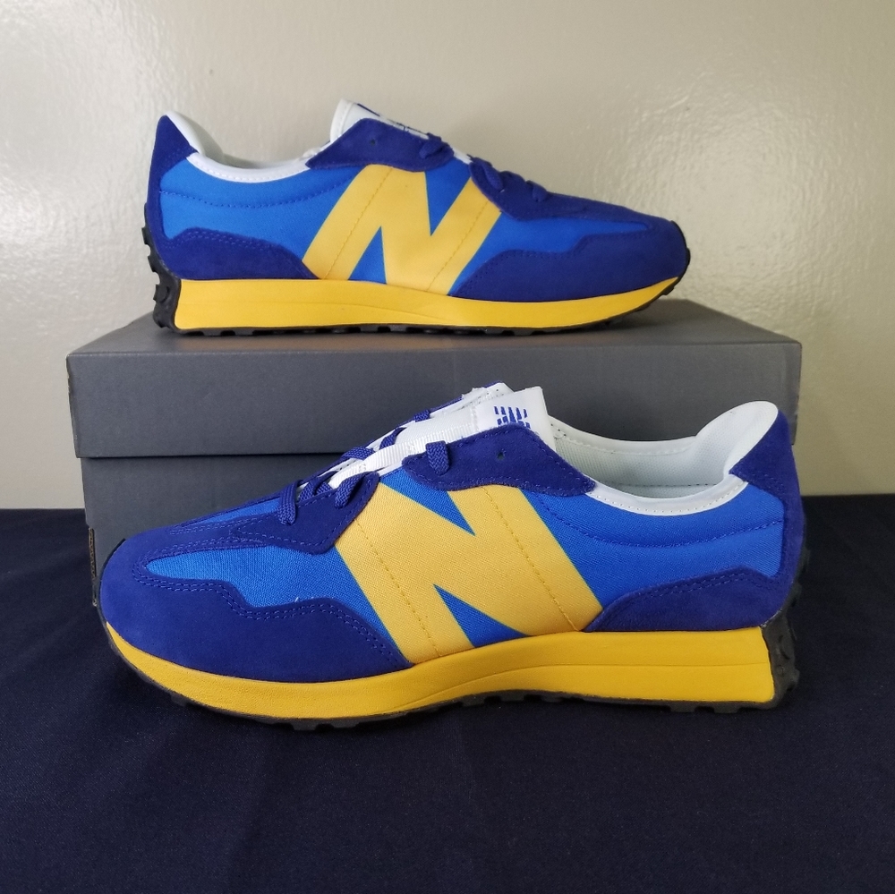 NIB-LIMITED-New Balance 327 Aspen Blue Yellow YS327CLB Trainers-Women's 8.5